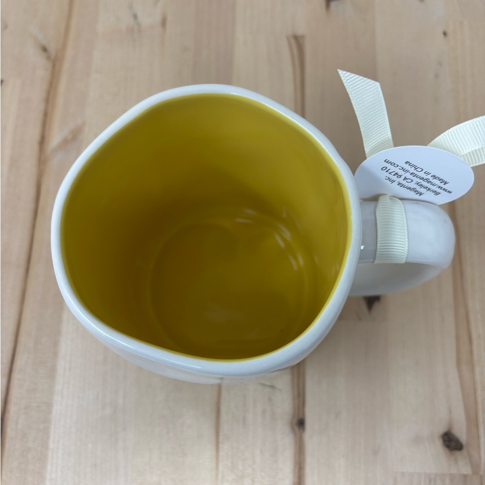 Rae Dunn CUP OF SUNSHINE Mug White Double Sided Yellow Inside Lemon Decor New - Picture 3 of 4